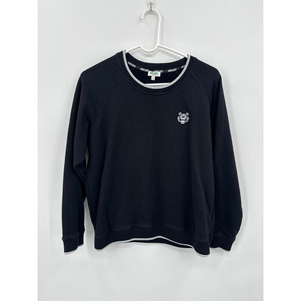 Women's Kenzo Paris Lucky Tiger Black Crew Neck Sweatshirt Size Large
